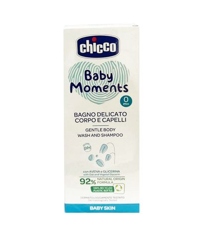 Sữa Tắm Gội Chiết Xuất Yến Mạch 0M+ Chicco 500ml - Dưỡng Da, Chăm Sóc Tóc Cho Trẻ Sơ Sinh, Không Cay Mắt, An Toàn, Tiện Lợi
