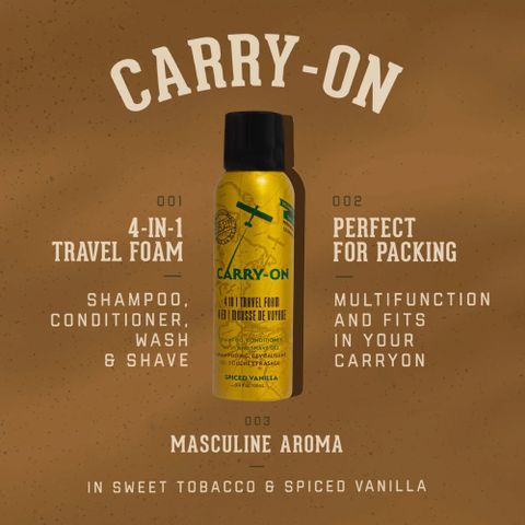 Sữa Tắm Gội Xả Cạo Râu 18.21 Man Made Carry-On 4in1 - Foaming Body Wash, Shampoo, Face Cleanser & Shaving Gel Travel Size