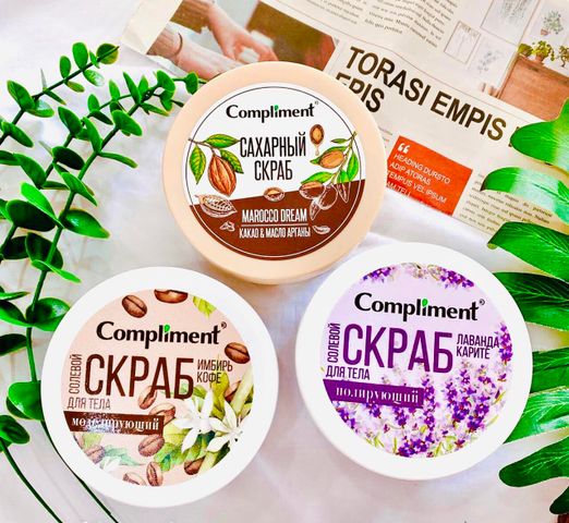Tẩy Da Chết Body Compliment Cafe, Lavender, Cacao - Giúp Da Mịn Màng, Thơm Ngát, Chăm Sóc Da Tối Ưu