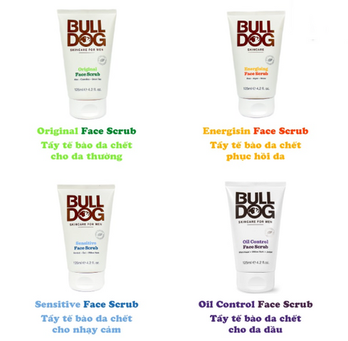 Tẩy Da Chết Bulldog Face Scrub Cho Nam - Làm Sạch Da Mặt, Kiểm Soát Dầu và Ngừa Mụn, 125ml