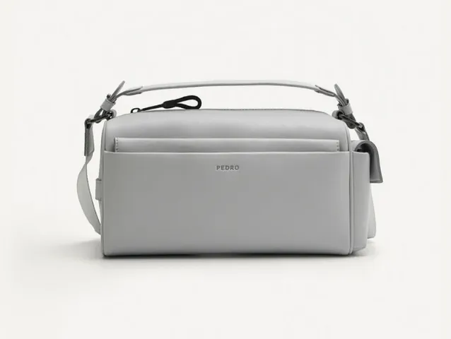Túi đeo chéo nam Pedro Plush Nylon Light Grey PM2-25210208 màu xám nhạt