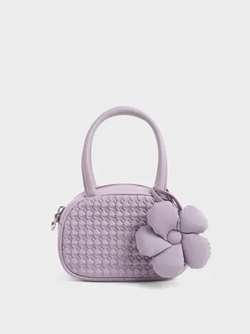 Túi nữ Charles & Keith Nylon Textured Top Handle Bag SL2-50671407 Lilac