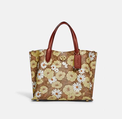 Túi xách Coach Willow Tote 24 In Signature Canvas With Floral Print C9721 Brass/Tan Rust Multi