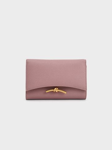 Ví Charles & Keith Huxley Metallic-Accent Front Flap Wallet CK6-10770532 Mauve