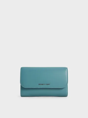 Ví nữ Charles & Keith Magnetic Front Flap Long Wallet CK6-10840459-1 Teal