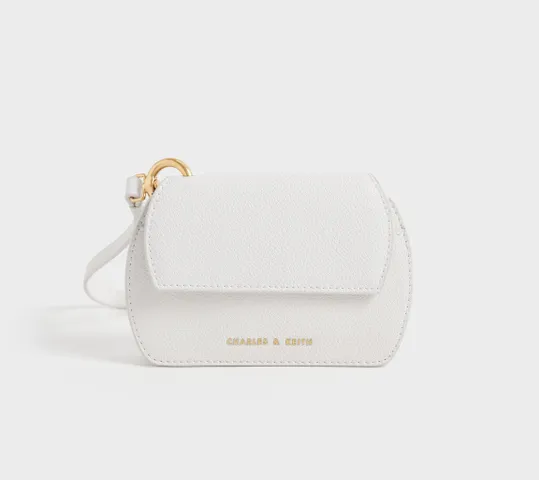 Ví nữ Charles & Keith Selby Front Flap Curved Wristlet - White
