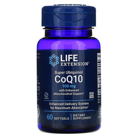 Viên uống hỗ trợ tim mạch Life Extension Super Ubiquinol CoQ10 100mg của Mỹ - Cải thiện sức khỏe tim mạch, không gluten, không biến đổi gen