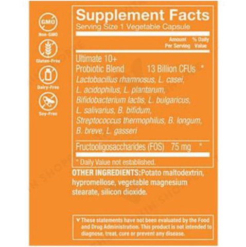 Viên Uống Bổ Sung Lợi Khuẩn The Vitamin Shoppe Ultimate 10+ Probiotics 13 Billion - Hỗ Trợ Tiêu Hóa Và Tăng Cường Miễn Dịch 30 Viên