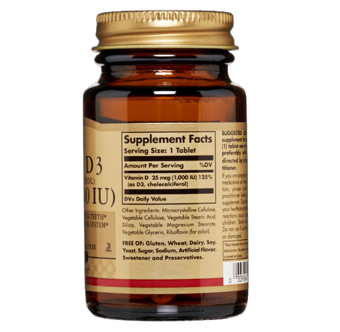 Viên uống hỗ trợ bổ sung Vitamin D3 1000IU Solgar - Tăng cường sức khỏe xương khớp và hệ miễn dịch, 90 viên hữu ích cho người lớn