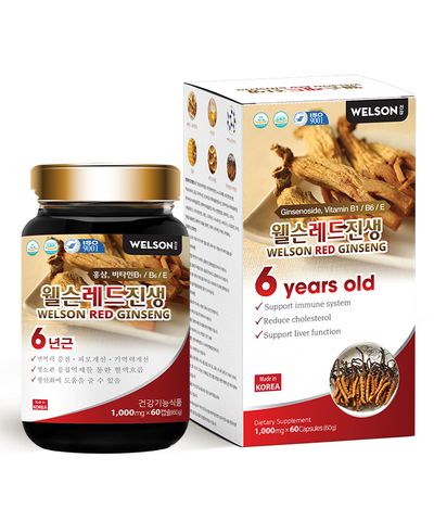 Viên Uống Hồng Sâm và Đông Trùng Hạ Thảo Welson Red Ginseng - Tăng Cường Sức Đề Kháng, Bồi Bổ Cơ Thể, Hỗ Trợ Sức Khỏe Toàn Diện 60 Viên