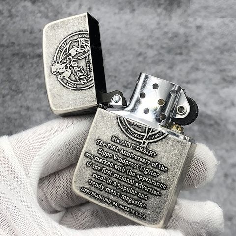 Bật Lửa Zippo 1941 Replica - Kỷ Niệm 5 Năm Lịch Sử, Vỏ Đồng Thau Bạc Cổ, Quà Tặng Độc Đáo Cho Người Sưu Tập