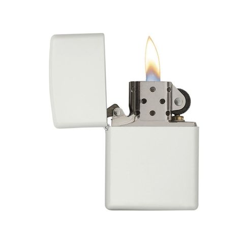 Bật Lửa Zippo 214 White Matte - Bật Lửa Chống Gió Sang Trọng Với Thiết Kế Tinh Tế - Quà Tặng Hảo Hạng Cho Người Yêu Thích Zippo