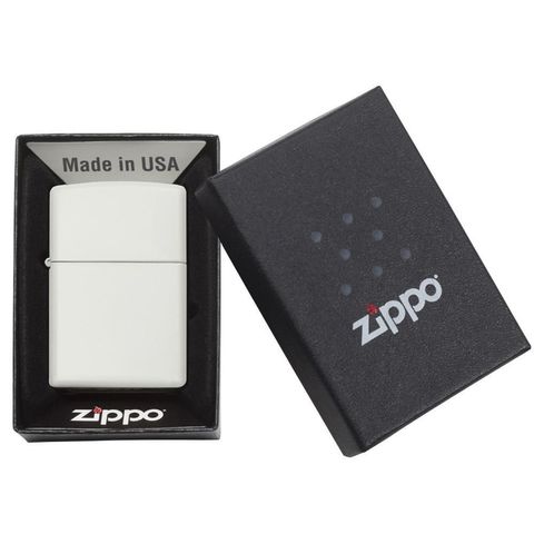 Bật Lửa Zippo 214 White Matte - Bật Lửa Chống Gió Sang Trọng Với Thiết Kế Tinh Tế - Quà Tặng Hảo Hạng Cho Người Yêu Thích Zippo