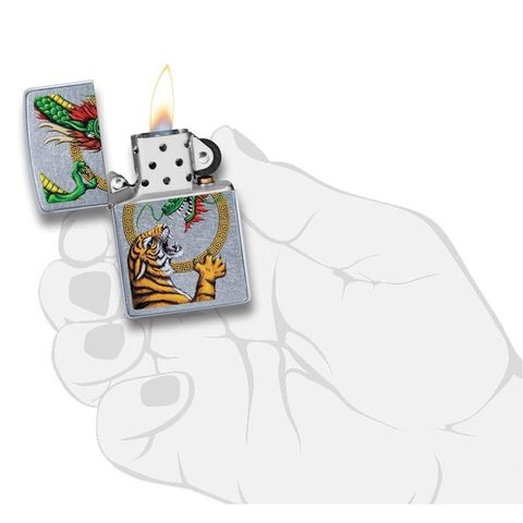 Bật Lửa Zippo 29837 Rồng Trung Quốc Thiết Kế Chrome Street - Bật Lửa Chống Gió Sang Trọng và Độc Đáo cho Fan Nghệ Thuật Á Đông
