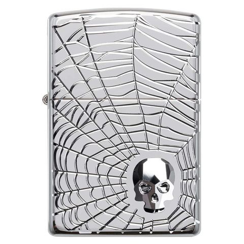 Bật Lửa Zippo 29931 Thiết Kế Đầu Lâu Mạng Nhện - Hàng Chính Hãng, Sang Trọng, Quà Tặng Độc Đáo