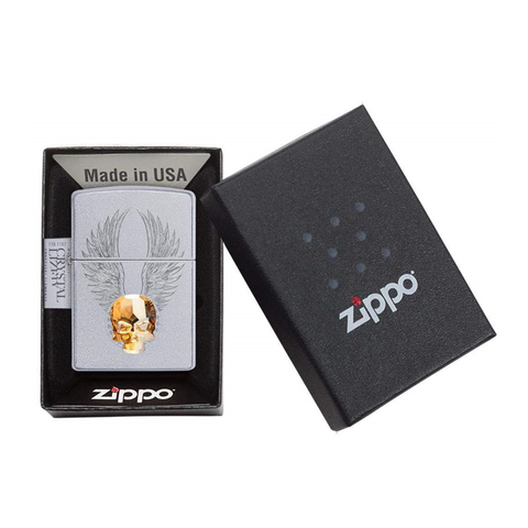 Bật Lửa Zippo 49034 Hình Đầu Skull Vàng - Thiết Kế Sang Trọng, Chất Liệu Đồng Thau Cao Cấp, Quà Tặng Phong Cách Mới