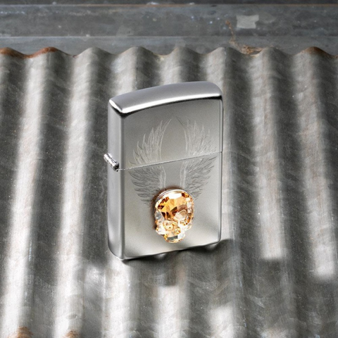 Bật Lửa Zippo 49034 Hình Đầu Skull Vàng - Thiết Kế Sang Trọng, Chất Liệu Đồng Thau Cao Cấp, Quà Tặng Phong Cách Mới