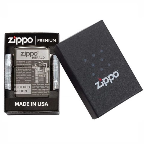Bật Lửa Zippo 49049 Newsprint Design - Bật Lửa Cổ Điển Khắc Laser 360 Độ, Chất Liệu Đồng Thau Nguyên Khối, Quà Tặng Độc Đáo