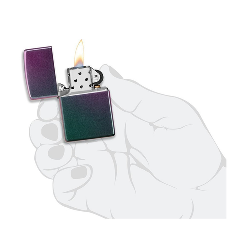 Bật Lửa Zippo 49146 Iridescent - Bề Mặt Satin Ngọc Lam Tím, Thiết Kế Thay Đổi Màu Sắc, Bền Bỉ, Chính Hãng