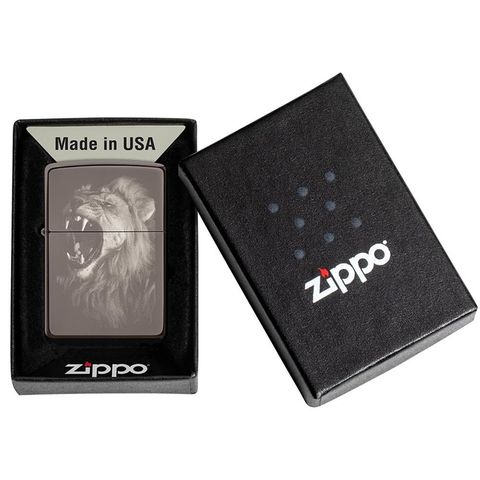 Bật Lửa Zippo 49433 Họa Tiết Sư Tử - Thiết Kế Khắc Laser Sắc Nét, Bền Bỉ, Chính Hãng
