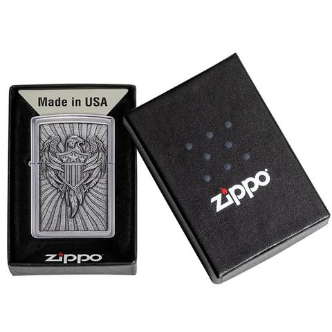 Bật Lửa Zippo 49450 Eagle Shield Emblem - Thiết Kế Biểu Tượng Đại Bàng Sang Trọng, Chất Liệu Đồng Thau Thời Trang