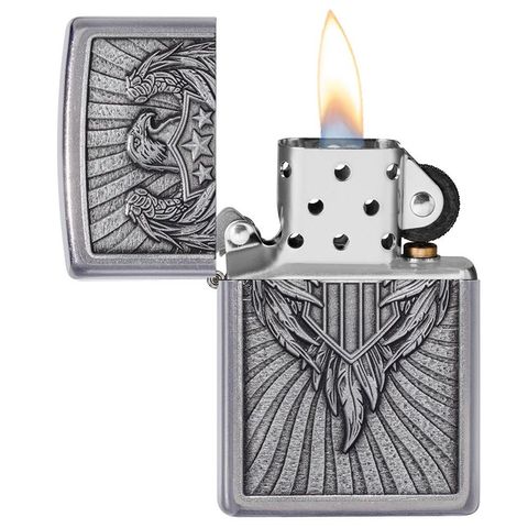 Bật Lửa Zippo 49450 Eagle Shield Emblem - Thiết Kế Biểu Tượng Đại Bàng Sang Trọng, Chất Liệu Đồng Thau Thời Trang