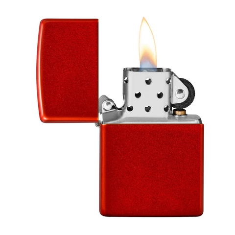 Bật Lửa Zippo 49475 Classic Metallic Red - Bật Lửa Kim Loại Đỏ Sang Trọng, Có Thể Nạp Lại, Quà Tặng Độc Đáo