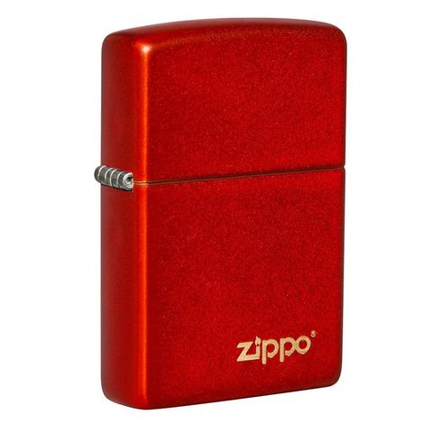 Bật Lửa Zippo 49475ZL Classic Metallic Đỏ - Bật Lửa Chất Liệu Đồng Thau, Logo Zippo Cổ Điển, Hộp Sang Trọng, Quà Tặng Thú Vị