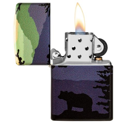 Bật Lửa Zippo 49482 Thiết Kế Cảnh Gấu - Quà Tặng Nghệ Thuật Dành Cho Người Yêu Thiên Nhiên