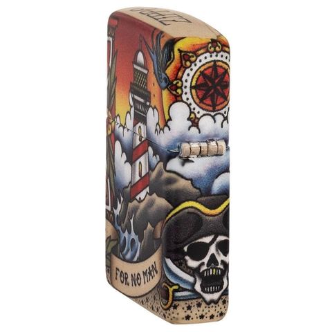 Bật Lửa Zippo 49532 Nautical Tattoo Design - Hình Xăm Hàng Hải Cổ Điển, Chất Liệu Đồng Thau, Nạp Năng Lượng Lại, Quà Tặng Độc Đáo