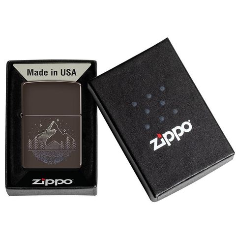 Bật Lửa Zippo 49633 Mountain Design - Hình ảnh Khung Cảnh Dãy Núi Hùng Vĩ Trên Vỏ Đồng Thau Sang Trọng, Quà Tặng Độc Đáo