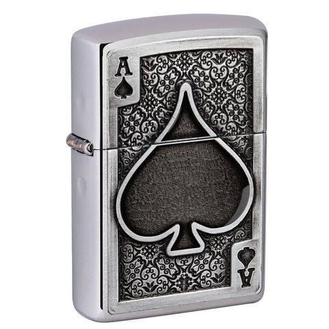 Bật Lửa Zippo 49637 Ace Of Spades Emblem - Họa Tiết Quân Bài Át Bích Chắc Chắn, Quà Tặng Thời Trang Sang Trọng