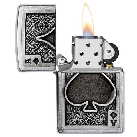 Bật Lửa Zippo 49637 Ace Of Spades Emblem - Họa Tiết Quân Bài Át Bích Chắc Chắn, Quà Tặng Thời Trang Sang Trọng