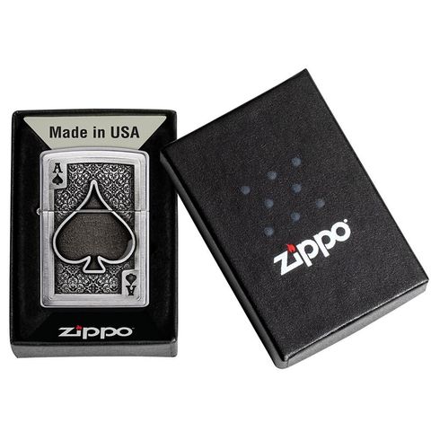 Bật Lửa Zippo 49637 Ace Of Spades Emblem - Họa Tiết Quân Bài Át Bích Chắc Chắn, Quà Tặng Thời Trang Sang Trọng