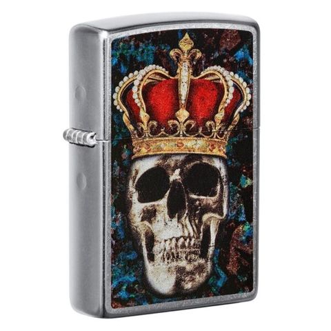Bật Lửa Zippo 49666 Skull King Design - Đầu Lâu Quý Tộc, Vương Miện Hoàng Gia, Quà Tặng Sang Trọng, Thiết Kế Độc Đáo