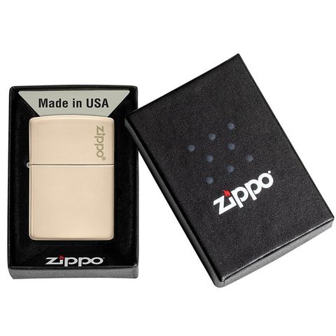 Bật Lửa Zippo Classic 49453ZL Màu Cát Sang Trọng - Logo Zippo Khắc Laser, Chất Liệu Đồng Thau Bền Đẹp, Quà Tặng Đẳng Cấp