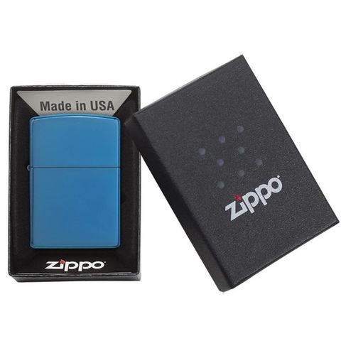 Bật Lửa Zippo Classic High Polish Blue 20446 - Bật Lửa Mạ Chrome Xanh Sapphire Sang Trọng, Thiết Kế Tinh Tế, Quà Tặng Độc Đáo