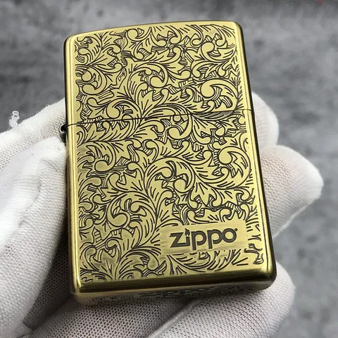 Bật Lửa Zippo Floral Design ZA-2-23B - Mạ Vàng Cao Cấp, Thiết Kế Hoa Văn Sang Trọng, Dùng Lại Trọn Đời, Quà Tặng Đặc Biệt