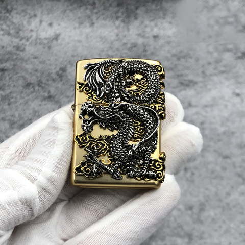 Bật lửa Zippo Flying Dragon ZA-1-80A - Bật lửa đồng thau cao cấp với họa tiết rồng điêu khắc độc đáo, quà tặng sang trọng cho tín đồ đam mê đồ sưu tầm.