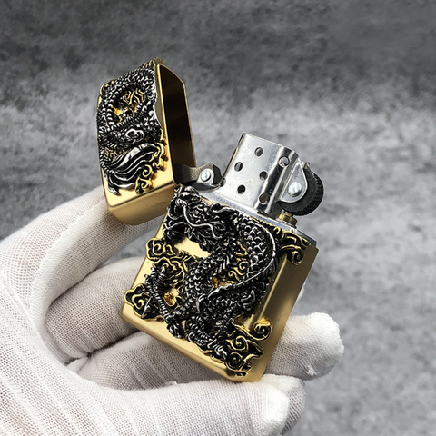 Bật lửa Zippo Flying Dragon ZA-1-80A - Bật lửa đồng thau cao cấp với họa tiết rồng điêu khắc độc đáo, quà tặng sang trọng cho tín đồ đam mê đồ sưu tầm.