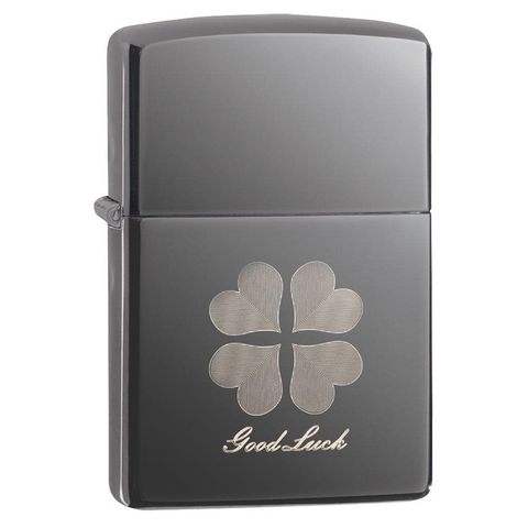 Bật Lửa Zippo Good Luck Design 49120 - Họa Tiết Cỏ 4 Lá May Mắn, Vỏ Đồng Thau Mạ Chrome, Sang Trọng và Độc Đáo