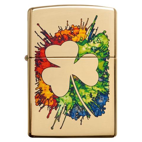 Bật Lửa Zippo Graffiti Clover Design 49125 - Hình Cỏ Ba Lá Nghệ Thuật, Bền Bỉ, Độc Đáo, Quà Tặng Cho Fan Zippo