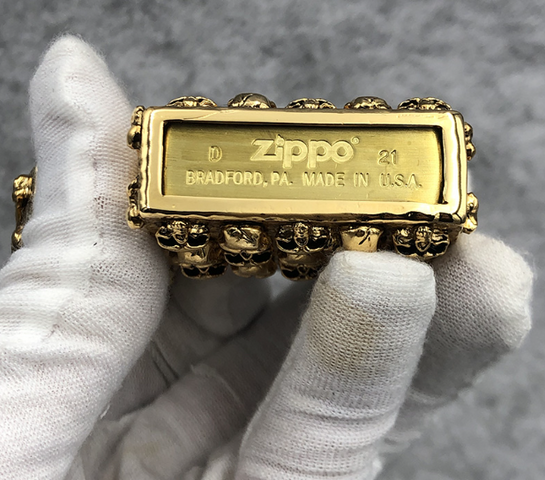 Bật Lửa Zippo Skull J Gold ZA-3-100A - Thiết Kế Đầu Lâu Màu Vàng Gold, Chất Liệu Đồng Thau, Quà Tặng Đặc Biệt Cho Người Yêu Thích