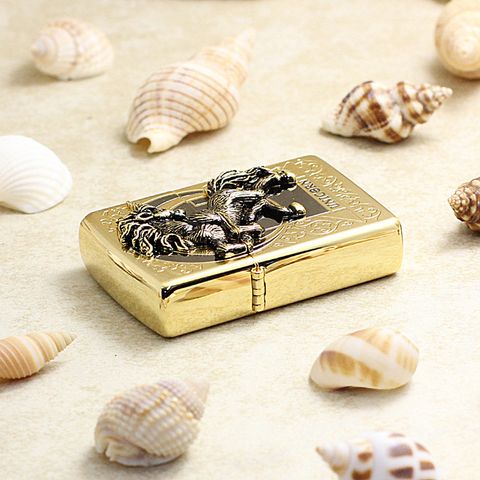 Bật Lửa Zippo ZA-1-32A Unicorn Gold - Bật Lửa Cao Cấp Hình Ngựa Unicorn Mạ Vàng, Món Quà Độc Đáo Cho Fan Fandom