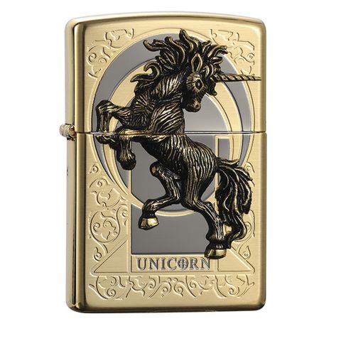 Bật Lửa Zippo ZA-1-32A Unicorn Gold - Bật Lửa Cao Cấp Hình Ngựa Unicorn Mạ Vàng, Món Quà Độc Đáo Cho Fan Fandom