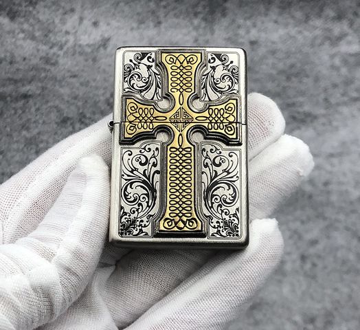 Bật Lửa Zippo ZA-1-59C Credos Emblem - Thiết Kế Họa Tiết Thánh Giá Khắc Độc Đáo, Chất Liệu Đồng Thau Cao Cấp, Dùng Lâu Dài