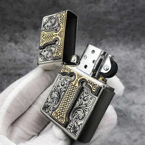 Bật Lửa Zippo ZA-1-59C Credos Emblem - Thiết Kế Họa Tiết Thánh Giá Khắc Độc Đáo, Chất Liệu Đồng Thau Cao Cấp, Dùng Lâu Dài