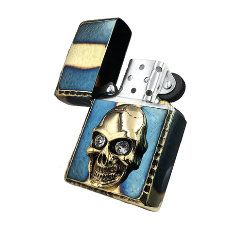 Bật Lửa Zippo ZA-3-120A Đầu Lâu Crystal Skull Eyes Gold - Quà Tặng Sang Trọng, Chất Liệu Đồng Bền Bỉ, Phong Cách Huyền Bí