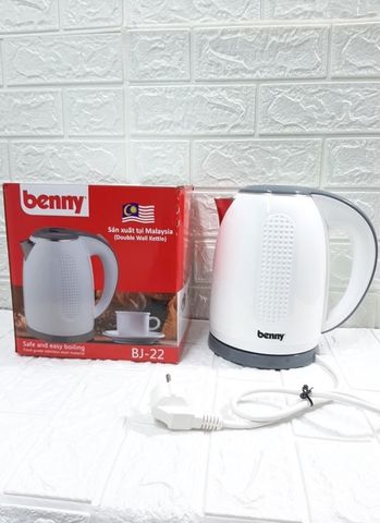 Bình Siêu Tốc Benny BJ-22 - 1.7 Lít, Công Suất 2000W, Vỏ Nhựa ABS, Thiết Kế Sang Trọng, Tiết Kiệm Thời Gian và Điện Năng