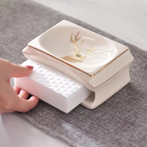 Bộ đồ dùng nhà tắm gốm sứ hình hươu tinh tế - Bộ sản phẩm đa năng tạo điểm nhấn cho không gian phòng tắm của bạn